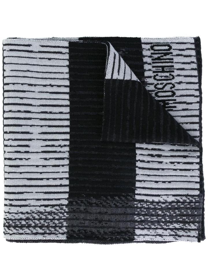 Moschino Trompe-l'oeil Scarf, Men's, Grey, Wool