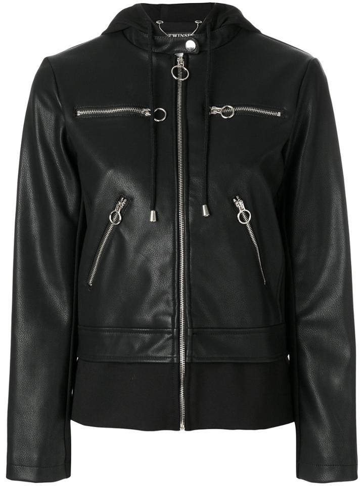 Twin-set Zip Up Biker Jacket - Black