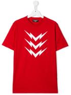 Neil Barrett Kids Teen Thunder Bolt T-shirt - Red