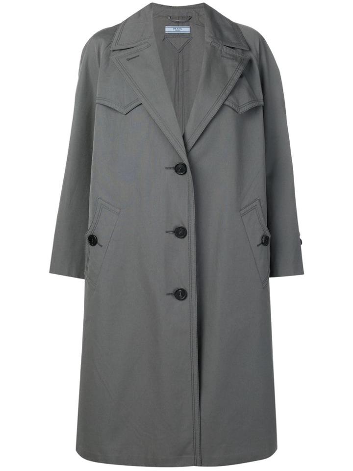 Prada Single-breasted Reversible Coat - Grey