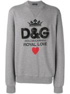 Dolce & Gabbana Crystal Embellished Logo Sweatshirt - Grey