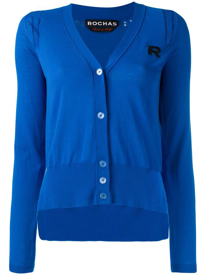 Rochas Knitted Cardigans, Women's, Size: 38, Blue, Cotton