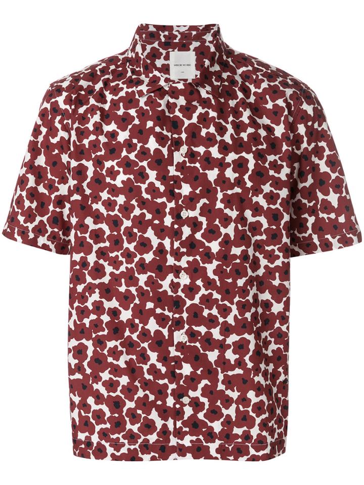 Wood Wood Poppy Print Short Sleeve Shirt - Red