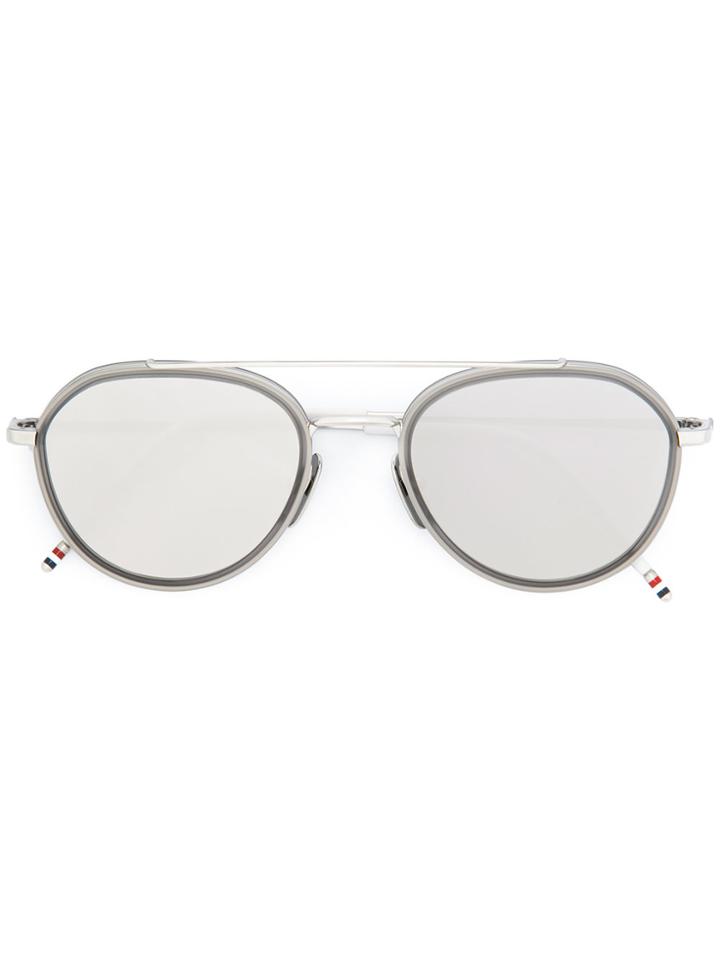 Thom Browne Eyewear Rounded Aviator Sunglasses - Grey