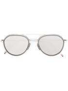 Thom Browne Eyewear Rounded Aviator Sunglasses - Grey