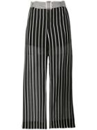 Twin-set Cropped Stripe Trousers - Black