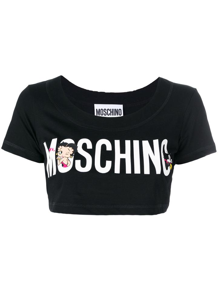 Moschino Printed Crop Top - Black