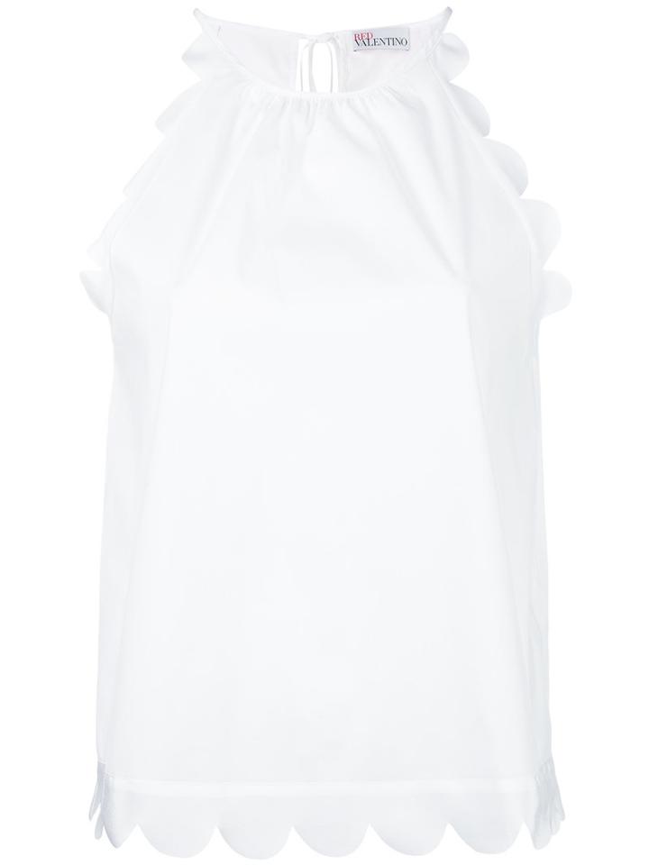 Red Valentino - Scallop Trim Tank Top - Women - Cotton/polyamide/polyester/spandex/elastane - 42, Women's, White, Cotton/polyamide/polyester/spandex/elastane