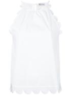 Red Valentino - Scallop Trim Tank Top - Women - Cotton/polyamide/polyester/spandex/elastane - 42, Women's, White, Cotton/polyamide/polyester/spandex/elastane