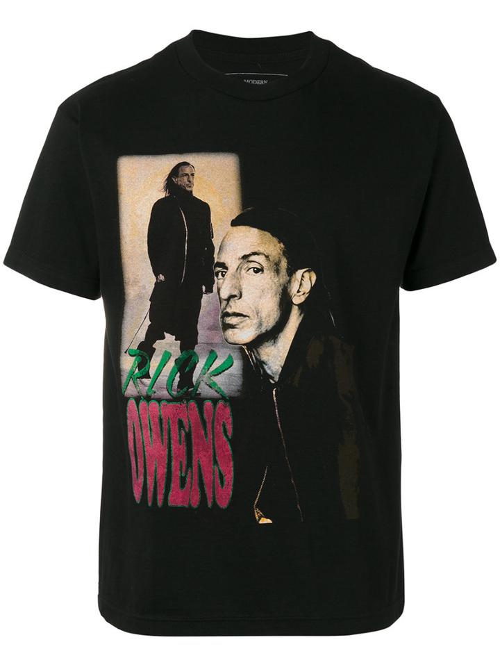 Modern Man Rick Owens Printed T-shirt, Men's, Size: Medium, Black, Cotton