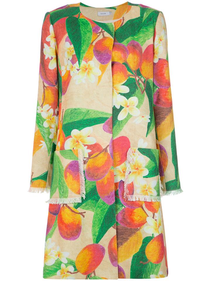 Isolda - Printed Coat - Women - Linen/flax - 38, Orange, Linen/flax