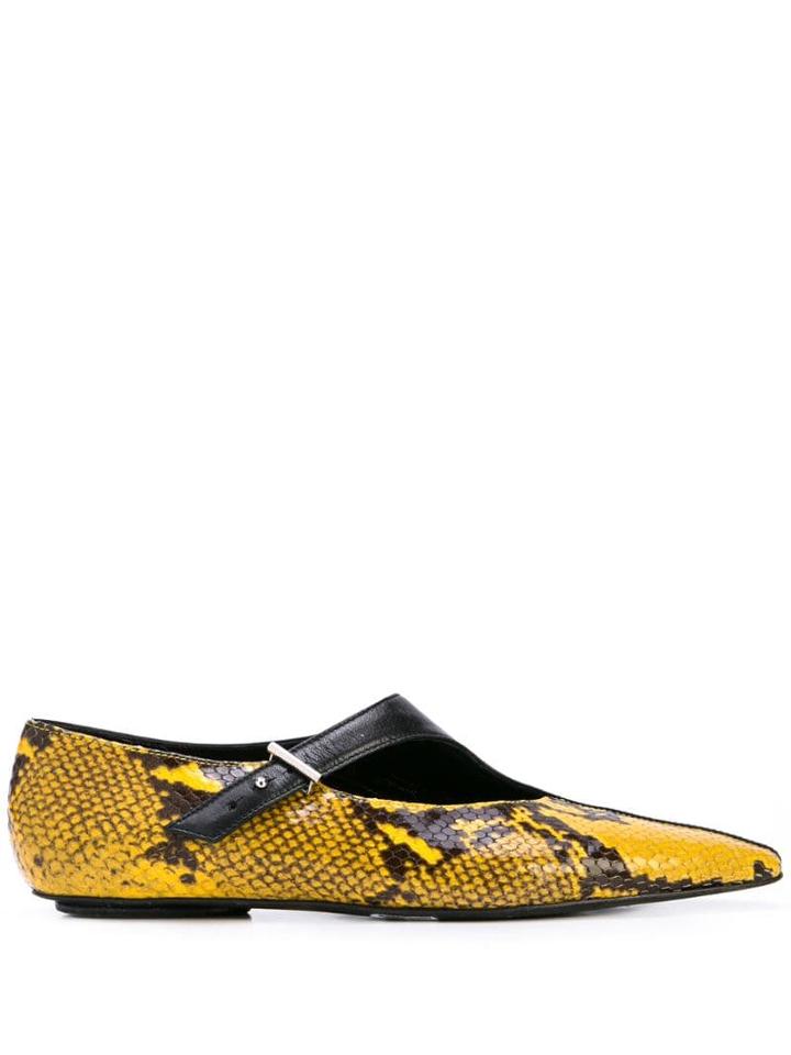 Rosetta Getty Snakeskin Effect Loafers - Yellow