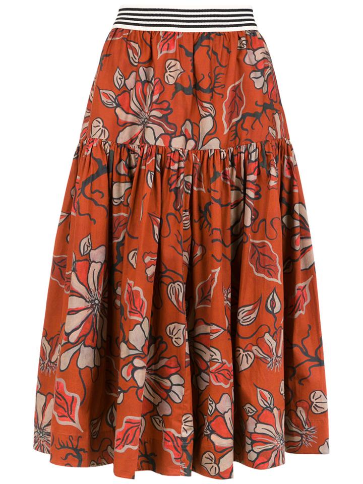 Sissa Floral Agreste Midi Skirt - Red