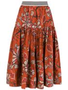 Sissa Floral Agreste Midi Skirt - Red