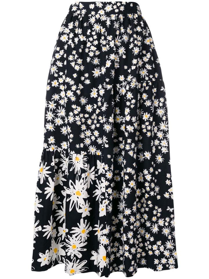Chinti & Parker Floral Print Flared Skirt - Black