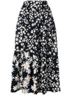 Chinti & Parker Floral Print Flared Skirt - Black