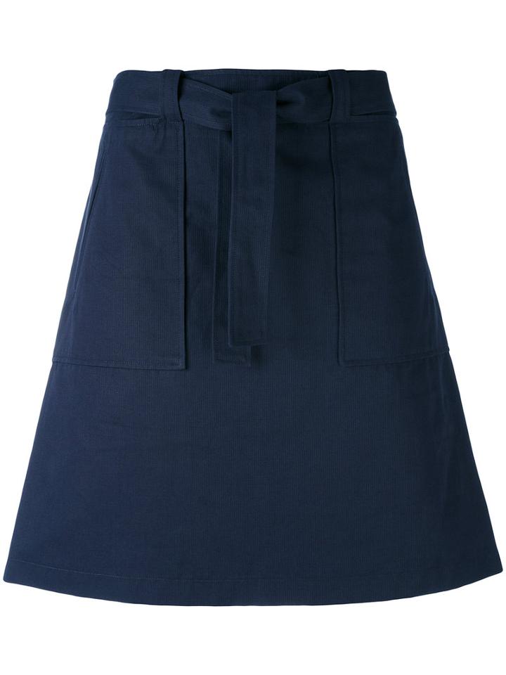 A.p.c. - Kenya Skirt - Women - Cotton/linen/flax - 38, Blue, Cotton/linen/flax