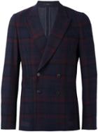 Paul Smith Double-breasted Plaid Blazer, Men's, Size: 52, Blue, Wool/cupro