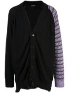 Raf Simons Contrast Sleeve Knitted Cardigan - Black