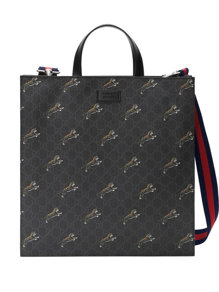 Gucci Soft Gg Supreme Tigers Tote - Black