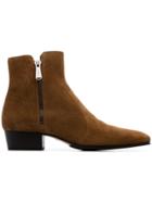 Balmain Brown Side Zip Suede Ankle Boots