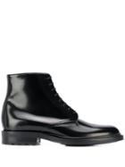 Saint Laurent Patent Leather Lace-up Boots - Black