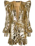 Amen Sequin Embroidered Dress - Gold