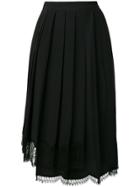 No21 Lace Hem Pleated Skirt - Black