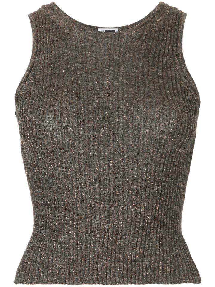 H Beauty & Youth Ribbed Knit Sweater Vest - Brown