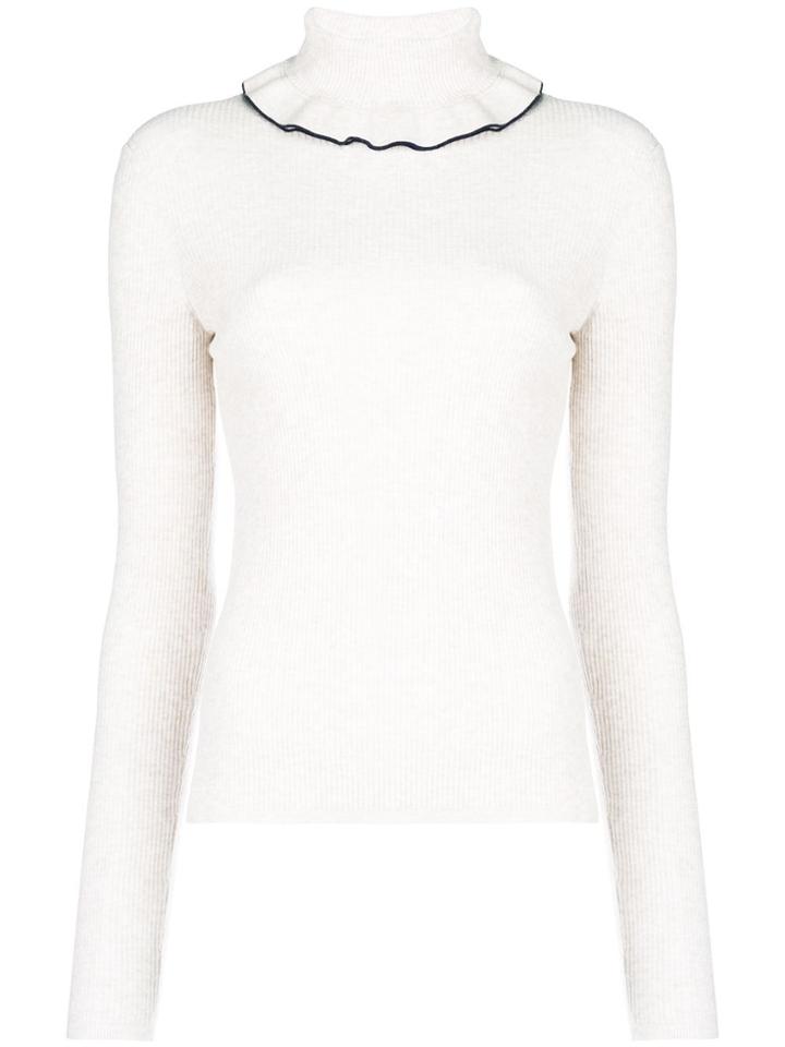 See By Chloé Frilled Turtleneck Jumper - White