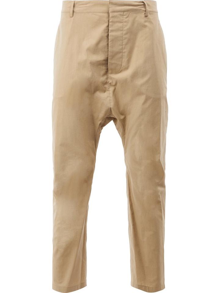 Balmain Dropped Crotch Cropped Trousers, Men's, Size: 50, Nude/neutrals, Cotton