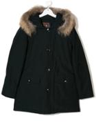 Woolrich Kids Teen Racoon Fur-trimmed Parka - Blue
