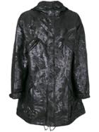 Rochas Textured Hooded Coat - Black