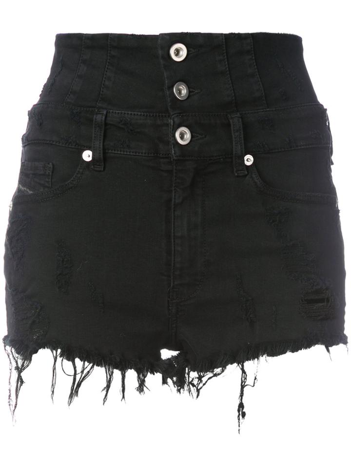 Diesel High Waisted Shorts - Black