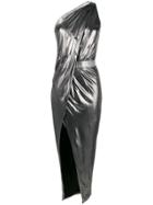Balmain Metallic Asymmetric Grecian Dress - Grey