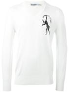 Alexander Mcqueen Monkey Embroidered Jumper, Men's, Size: Small, Nude/neutrals, Silk/wool