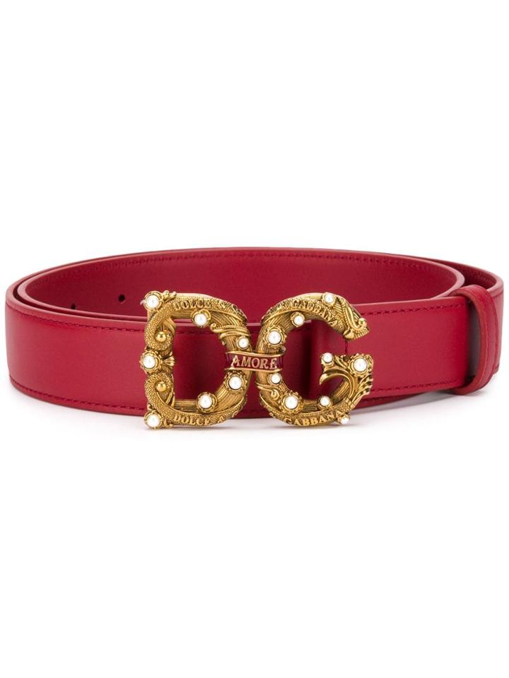Dolce & Gabbana Logo Plaque Belt - Red