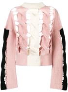 Circus Hotel Cut Out Knitted Jumper - Pink & Purple