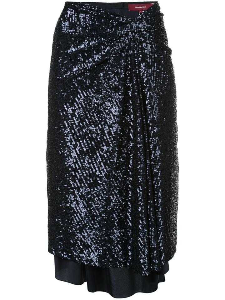 Sies Marjan Sequin Wrap-front Skirt - Blue
