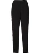 Elie Saab Lace Trim Trousers, Women's, Size: 40, Black, Silk/elastodiene/polyamide/rayon