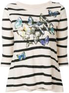 Marc Cain Floral Striped Jumper - Nude & Neutrals
