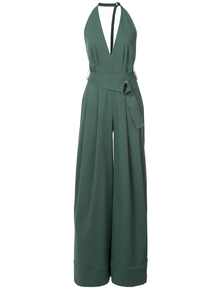 Adam Lippes Halterneck Wide Leg Jumpsuit - Green