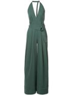 Adam Lippes Halterneck Wide Leg Jumpsuit - Green