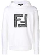 Fendi Embroidered Ff Logo Hoodie - White