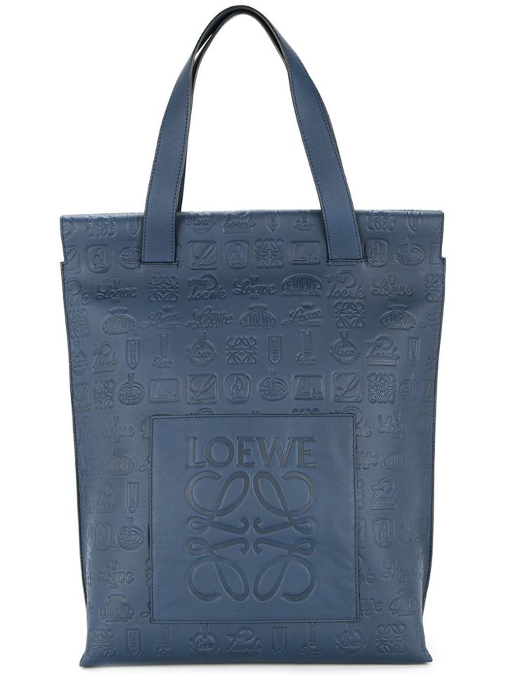 Loewe Logo Embossed Tote - Blue