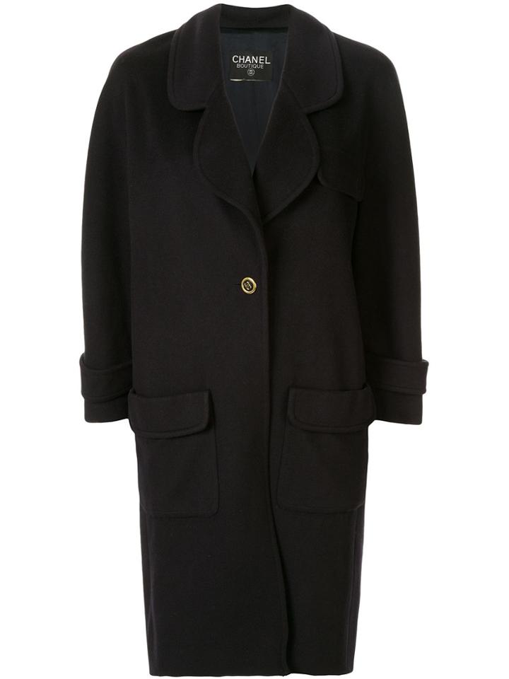 Chanel Pre-owned Cashmere Slim-fit Midi Coat - Black