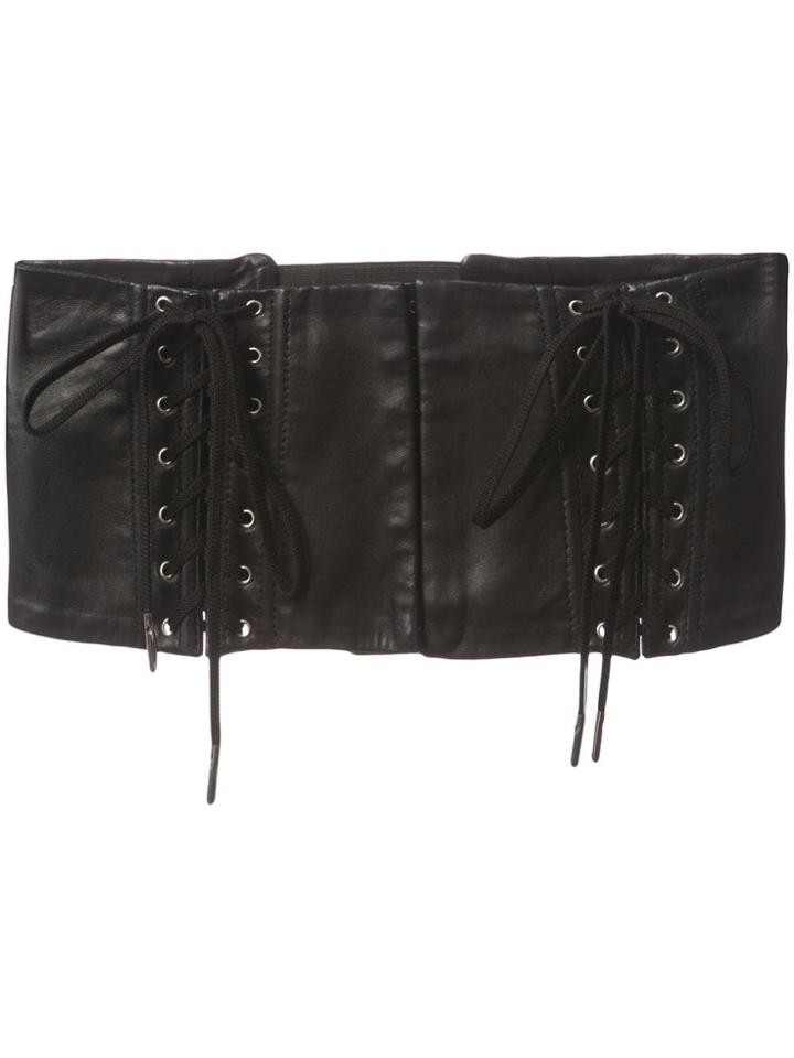 Fleur Du Mal Lace Up Corset Belt - Black