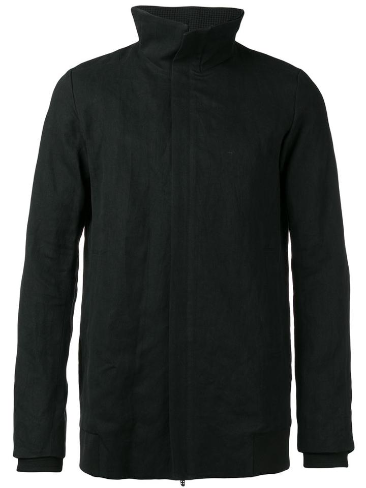 Devoa Funnel Neck Coat, Men's, Size: 2, Black, Japanese Paper/linen/flax/polyester