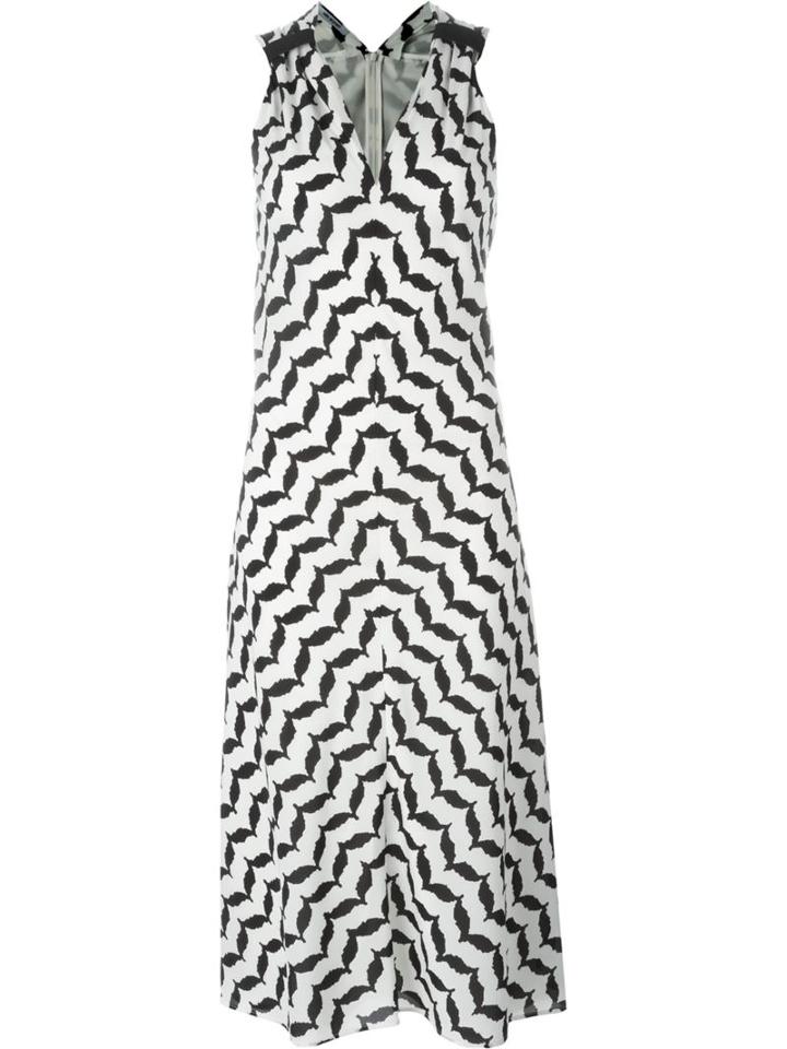 Neil Barrett Printed Midi Dress, Women's, Size: 40, Black, Silk/spandex/elastane/polyurethane
