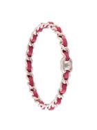 Chanel Vintage Woven Cc Turnlock Bracelet, Women's, Pink/purple